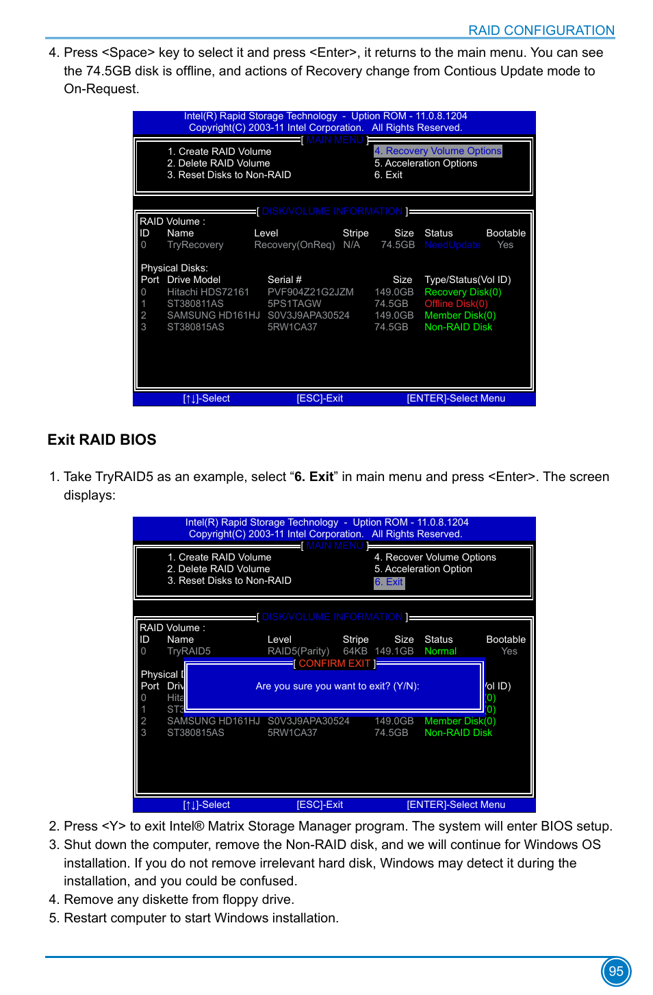 Exit raid bios | Foxconn Z75M-S User Manual | Page 102 / 111