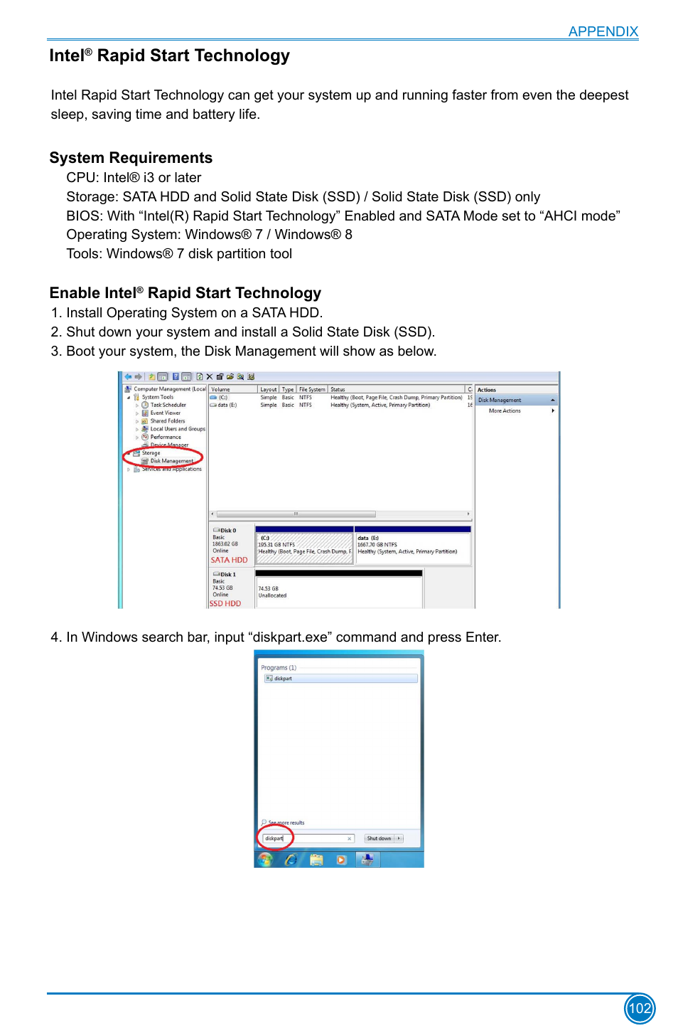 Intel® rapid start technology, System requirements, Enable intel® rapid start technology | Intel, Rapid start technology, System requirements enable intel | Foxconn Z75M-S User Manual | Page 109 / 111