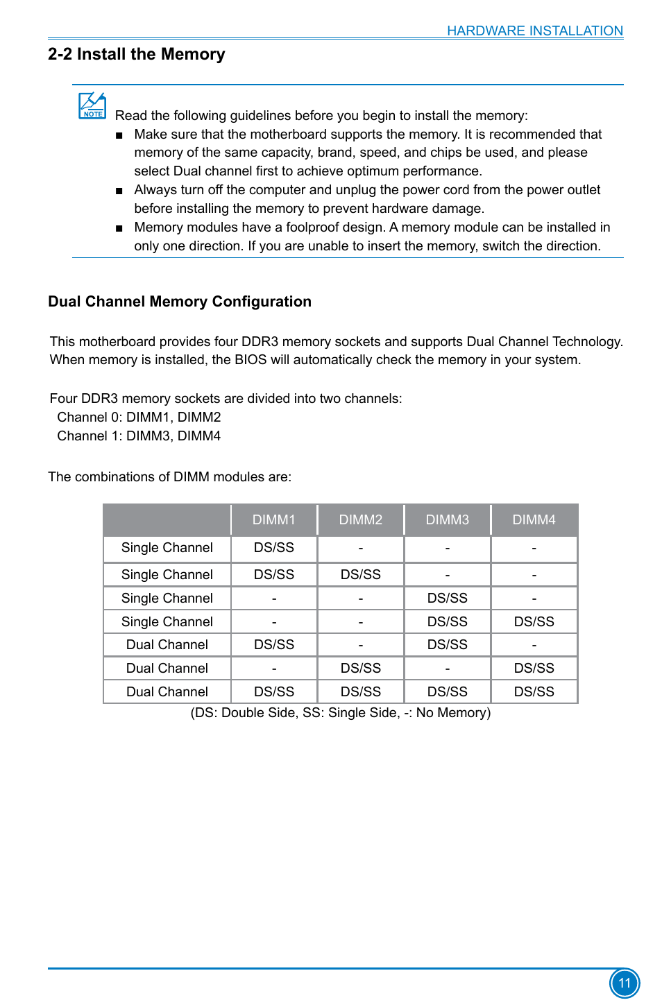 2 install the memory, Dual channel memory configuration | Foxconn Z75M-S User Manual | Page 18 / 111