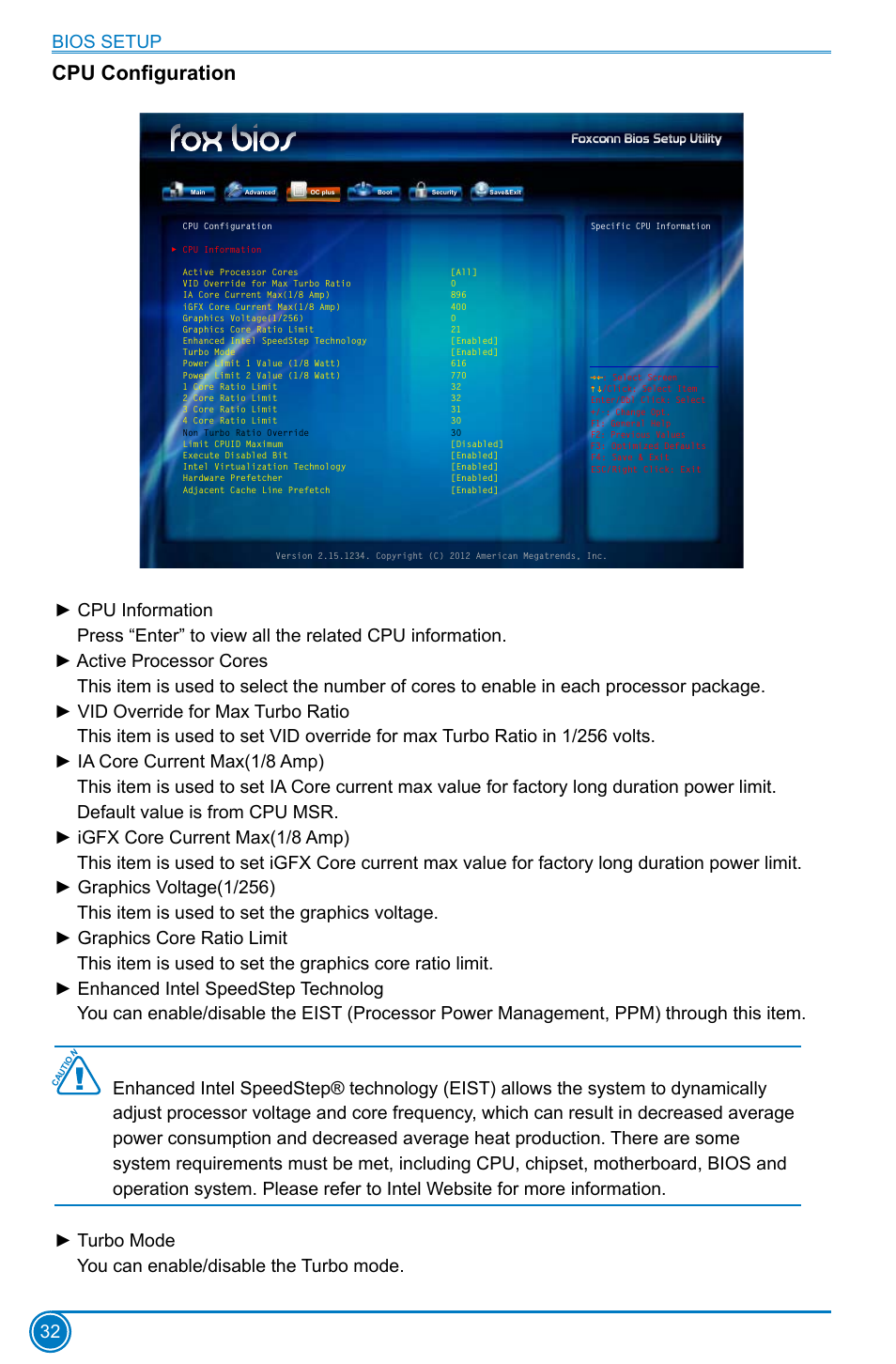 Cpu configuration | Foxconn Z75M-S User Manual | Page 39 / 111