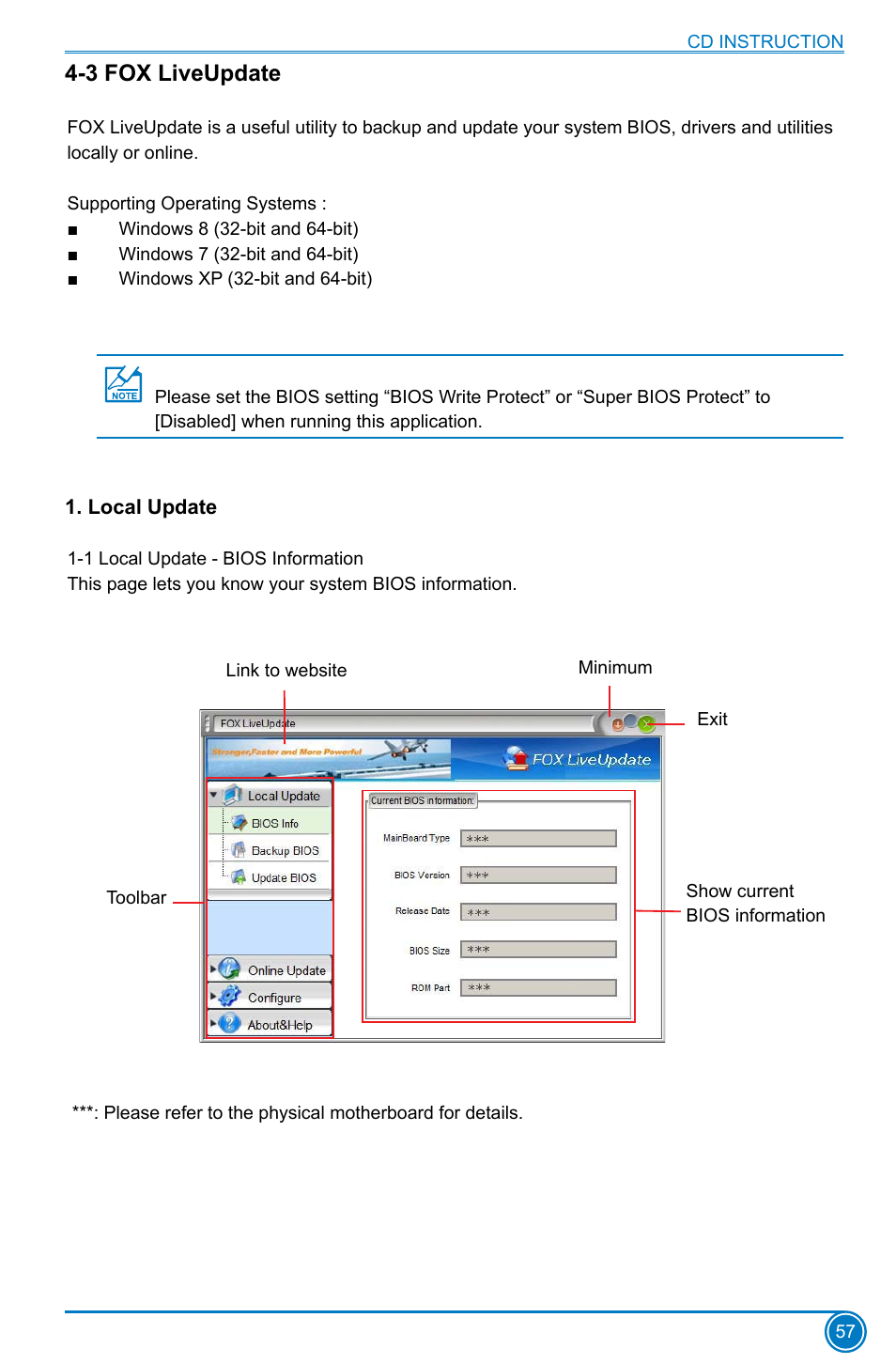 3 fox liveupdate, Local update | Foxconn Z75M-S User Manual | Page 64 / 111