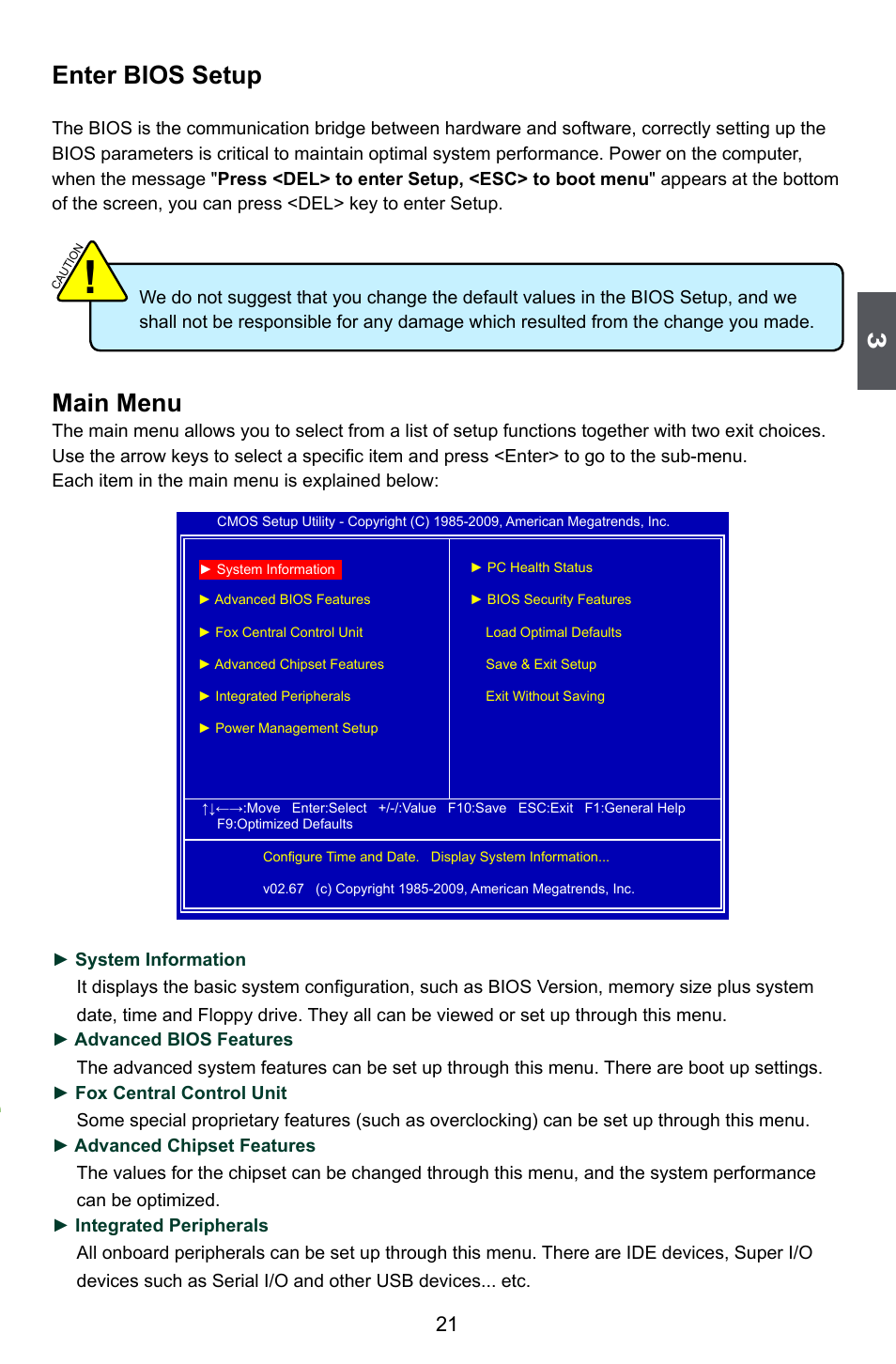 Enter bios setup, Main menu | Foxconn H55A User Manual | Page 28 / 73
