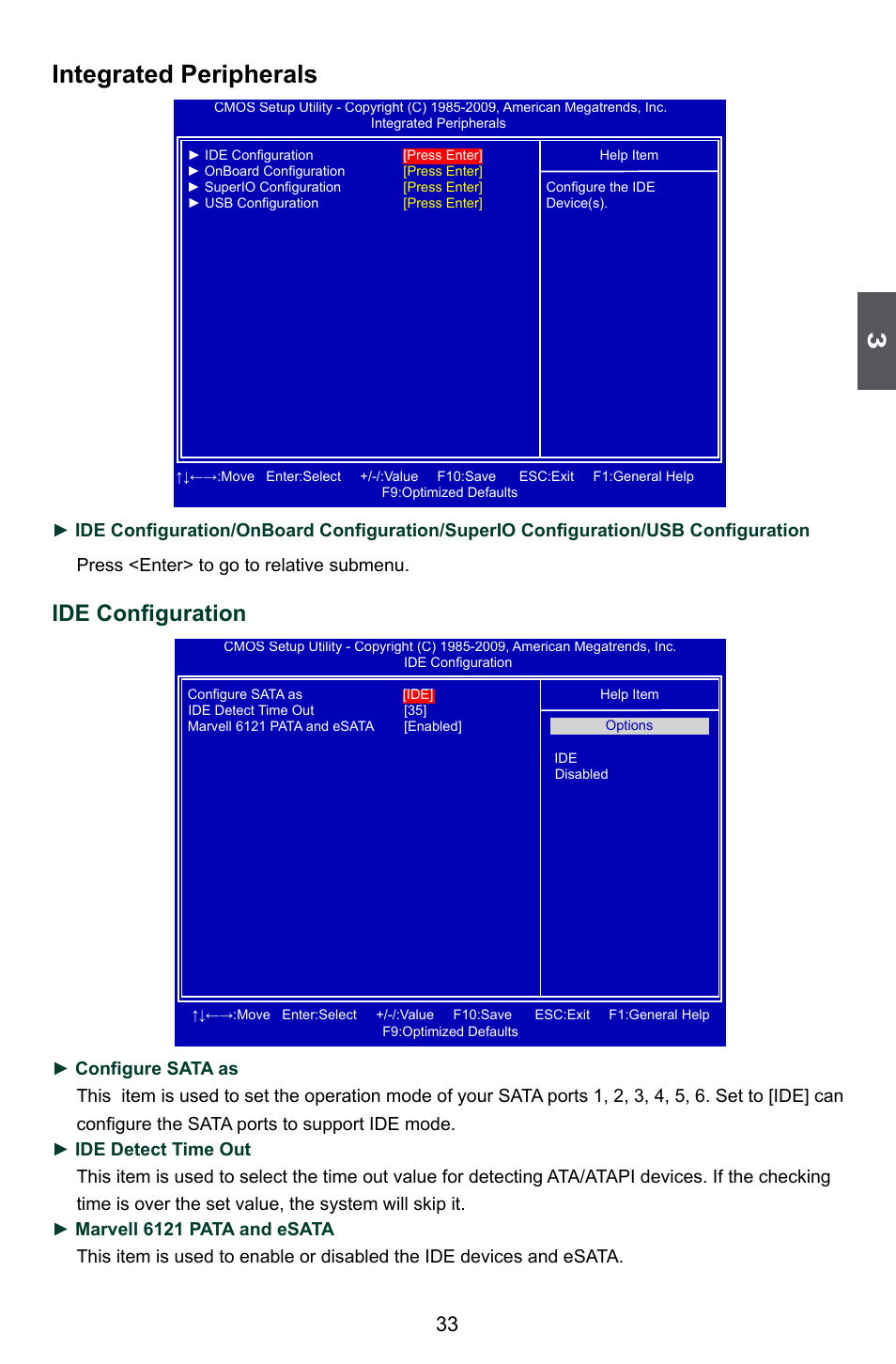 Integrated peripherals, Ide configuration | Foxconn H55A User Manual | Page 40 / 73