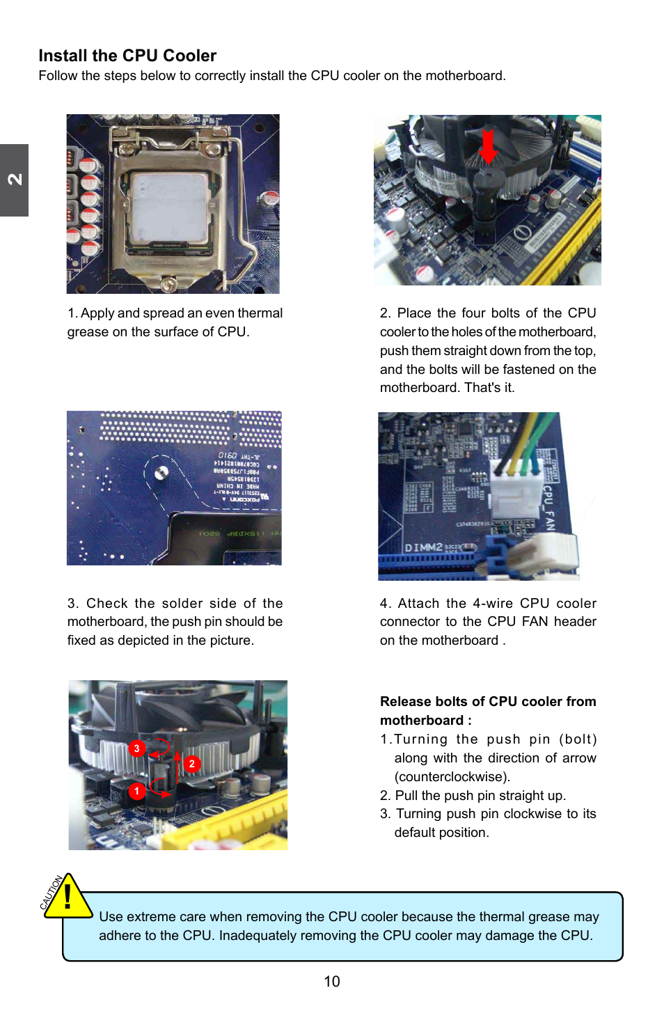 Install the cpu cooler | Foxconn H55M-S User Manual | Page 17 / 73