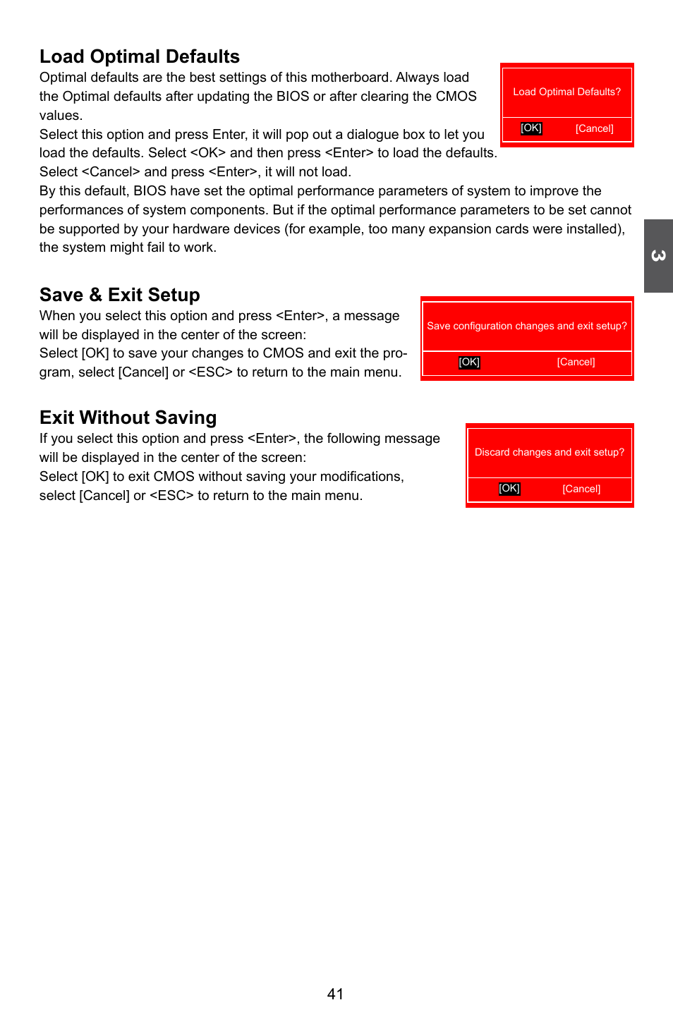 Load optimal defaults, Save & exit setup, Exit without saving | Foxconn H55M-S User Manual | Page 48 / 73