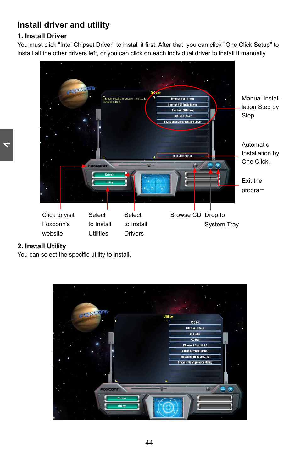Install driver and utility | Foxconn H55M-S User Manual | Page 51 / 73