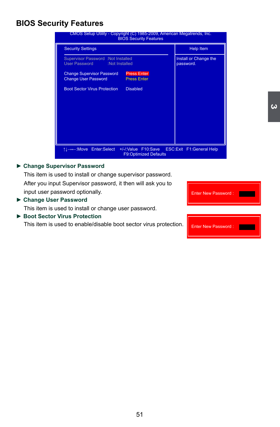 Bios security features | Foxconn Inferno Katana User Manual | Page 58 / 124