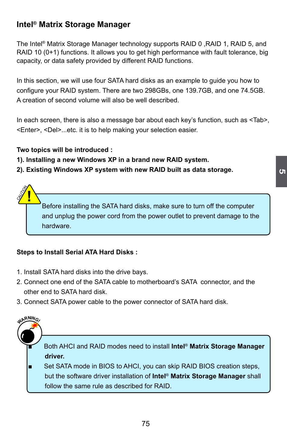 Intel, Matrix storage manager | Foxconn Inferno Katana User Manual | Page 82 / 124