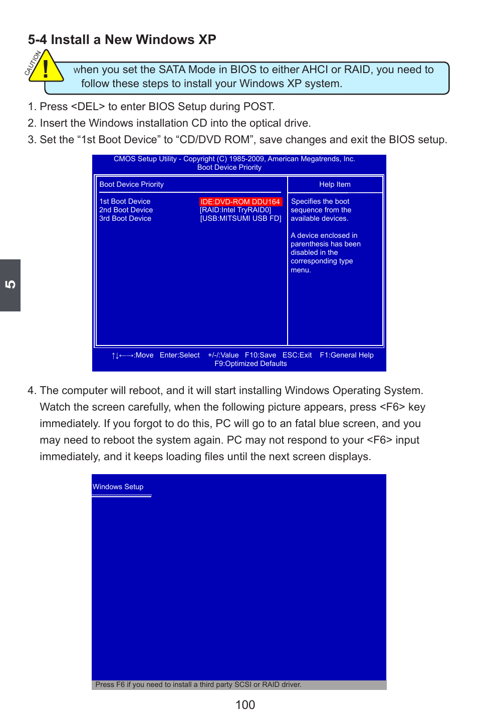 4 install a new windows xp | Foxconn P55A Series User Manual | Page 107 / 114