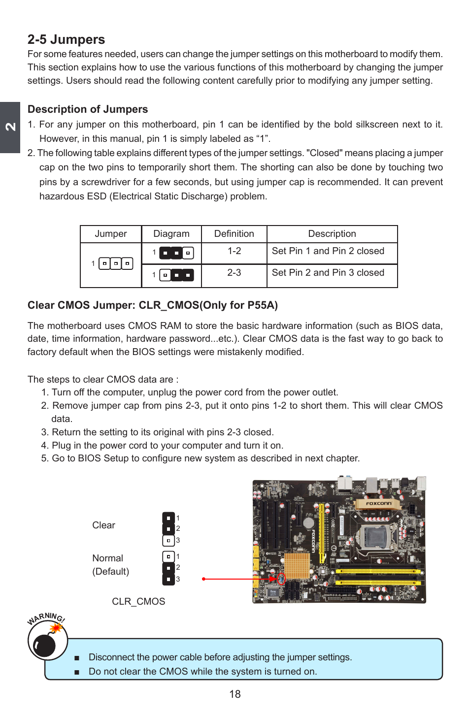 5 jumpers | Foxconn P55A Series User Manual | Page 25 / 114