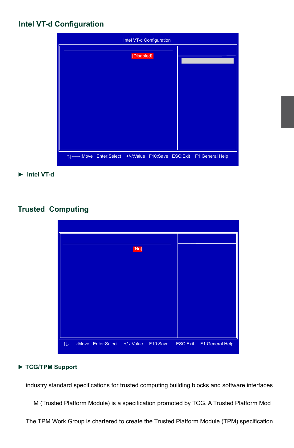 Intel vt-d configuration, Trusted computing | Foxconn P55MX User Manual | Page 32 / 111