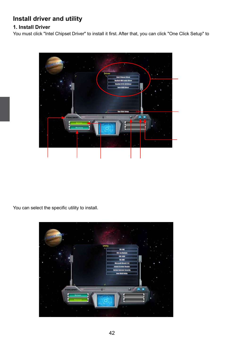 Install driver and utility | Foxconn P55MX User Manual | Page 49 / 111