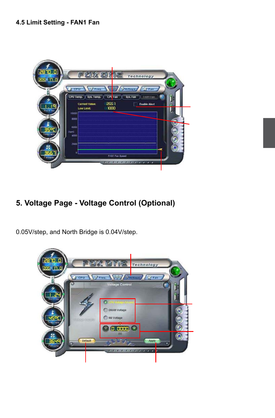 Voltage page - voltage control (optional) | Foxconn P55MX User Manual | Page 60 / 111