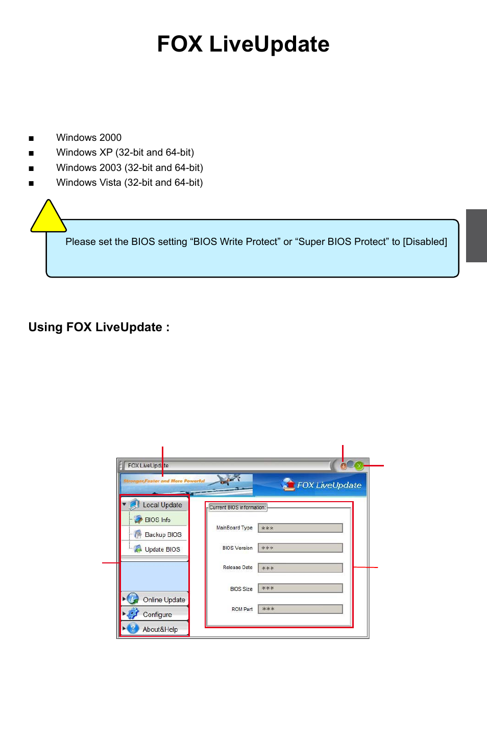 Fox liveupdate, Using fox liveupdate : 1. local update | Foxconn P55MX User Manual | Page 62 / 111