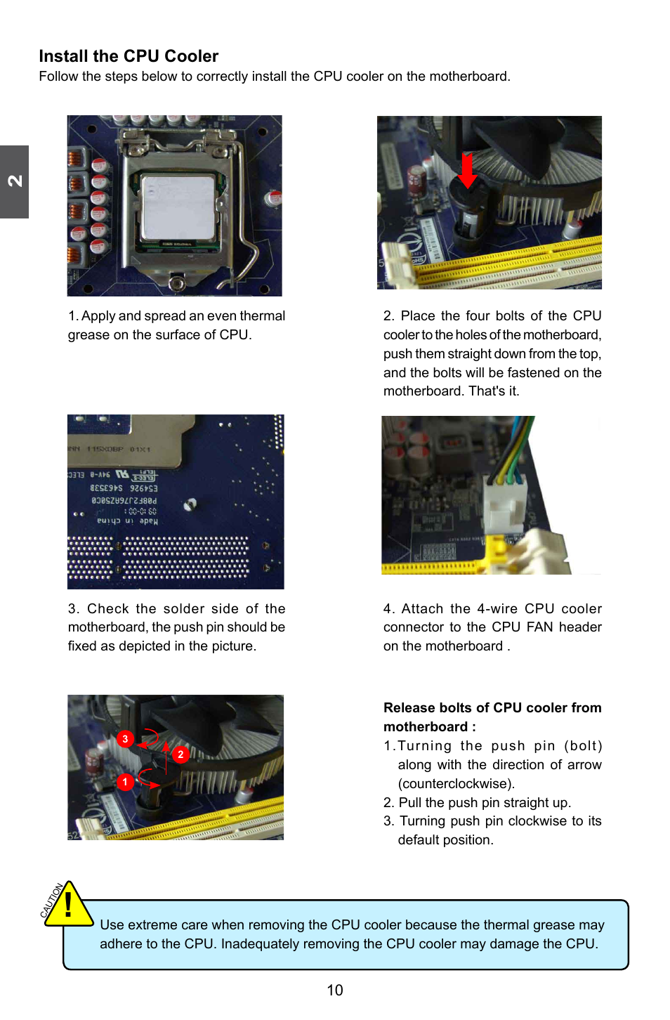 Install the cpu cooler | Foxconn Q57M User Manual | Page 17 / 113