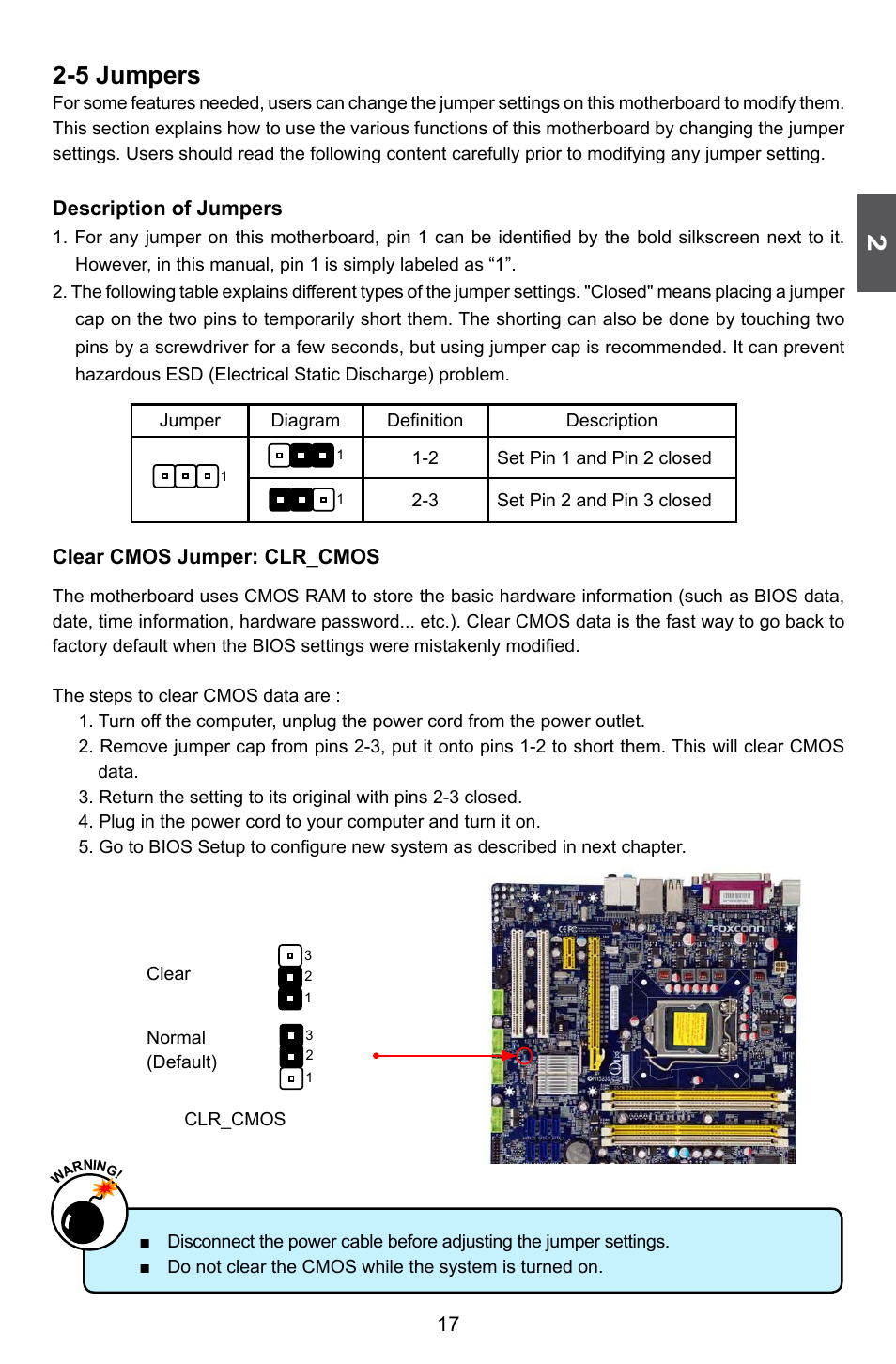 5 jumpers | Foxconn Q57M User Manual | Page 24 / 113