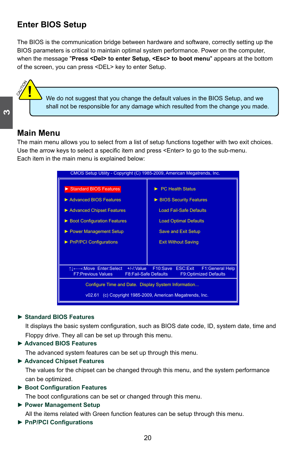 Enter bios setup, Main menu | Foxconn Q57M User Manual | Page 27 / 113
