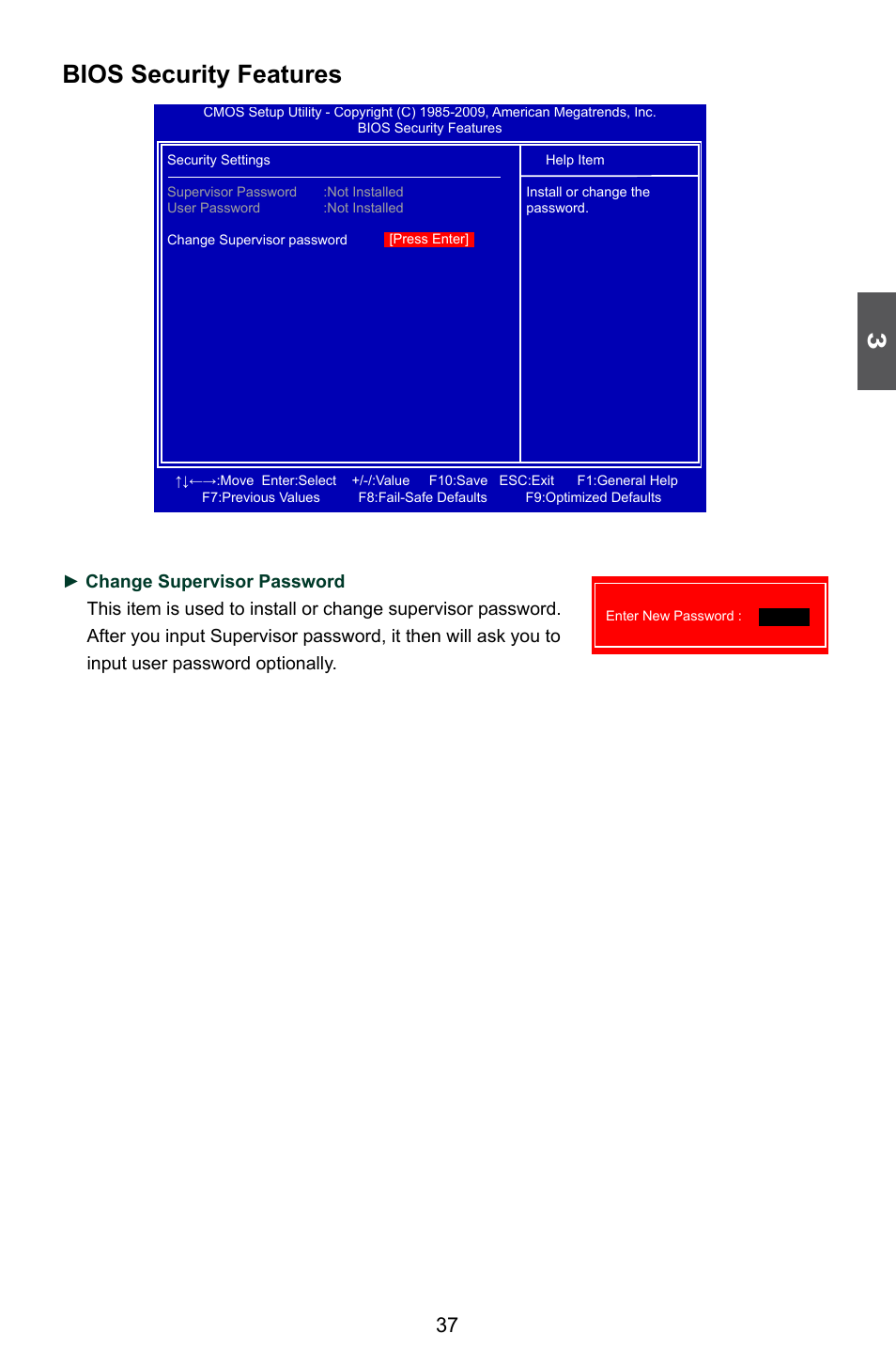 Bios security features | Foxconn Q57M User Manual | Page 44 / 113