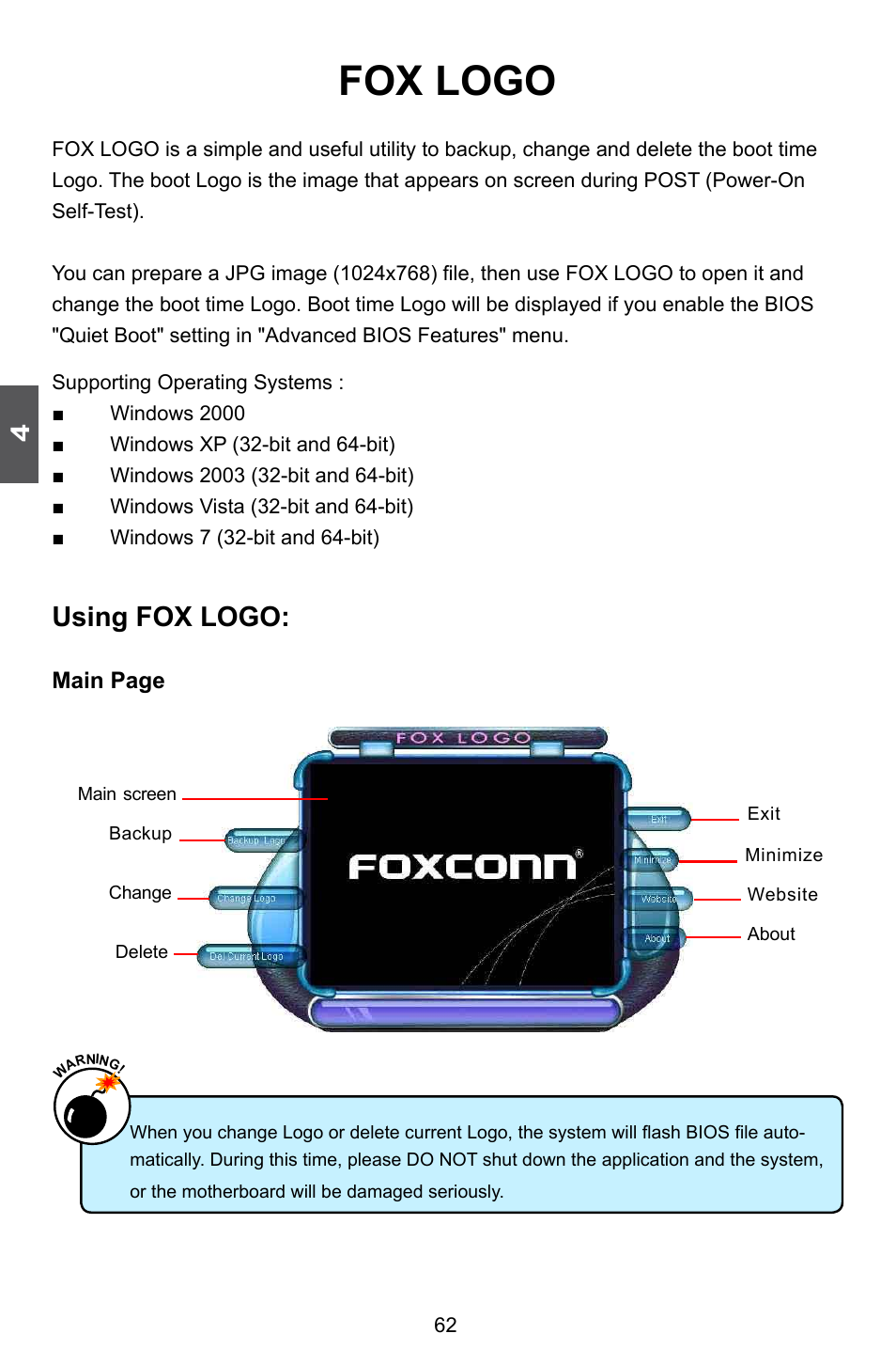 Fox logo, Using fox logo | Foxconn Q57M User Manual | Page 69 / 113