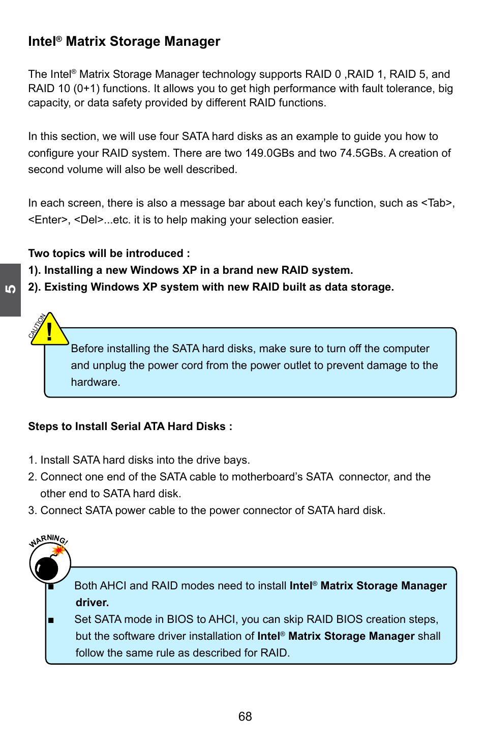 Intel, Matrix storage manager | Foxconn Q57M User Manual | Page 75 / 113