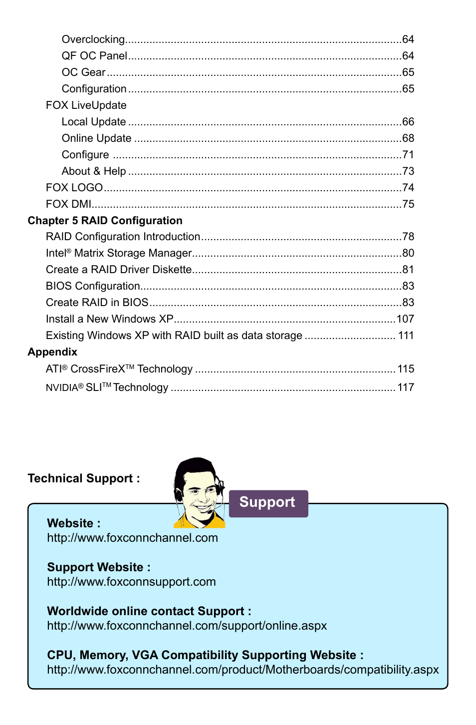 Support | Foxconn Bloodrage User Manual | Page 7 / 127