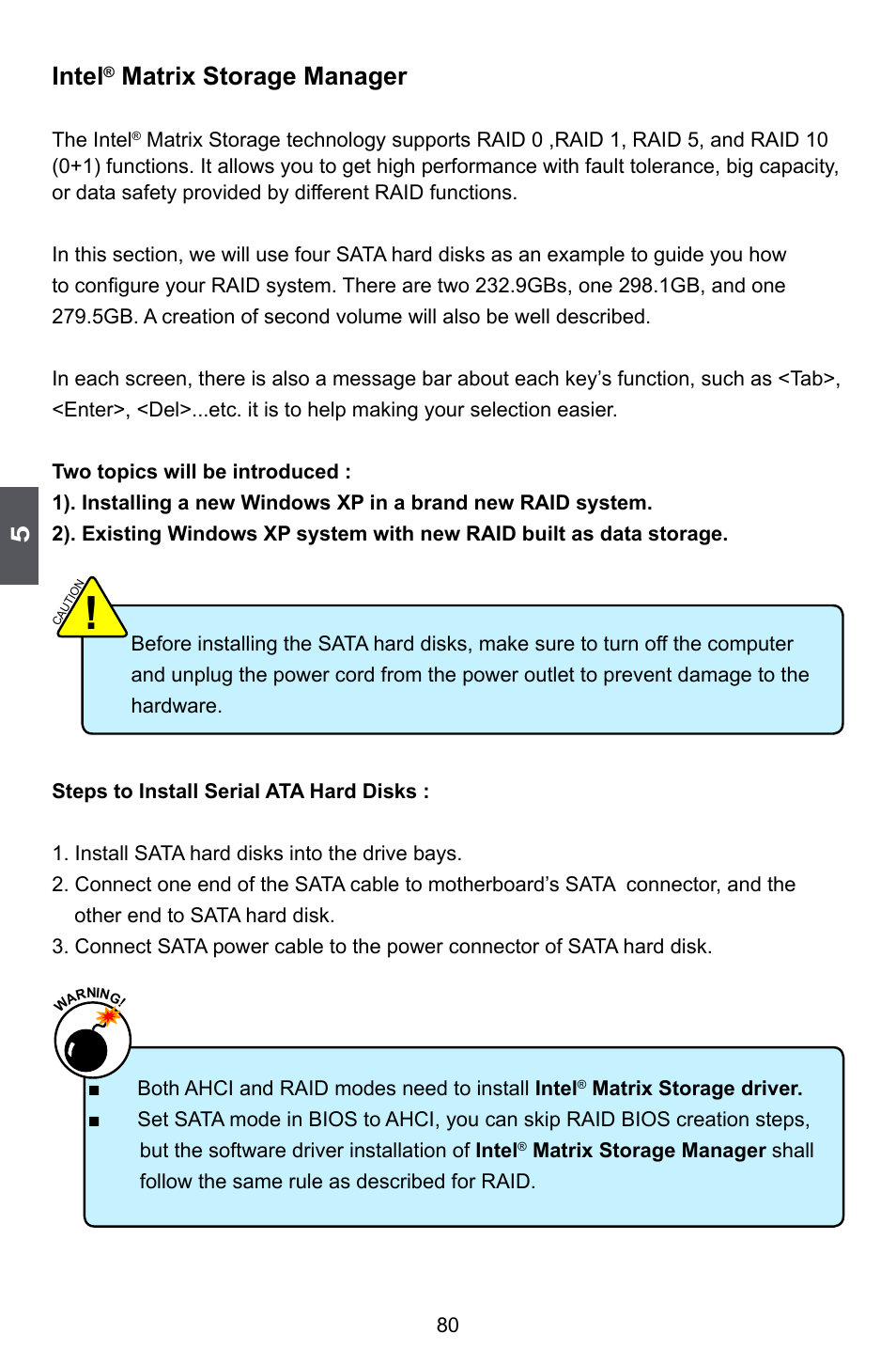 Intel, Matrix storage manager | Foxconn Bloodrage User Manual | Page 87 / 127