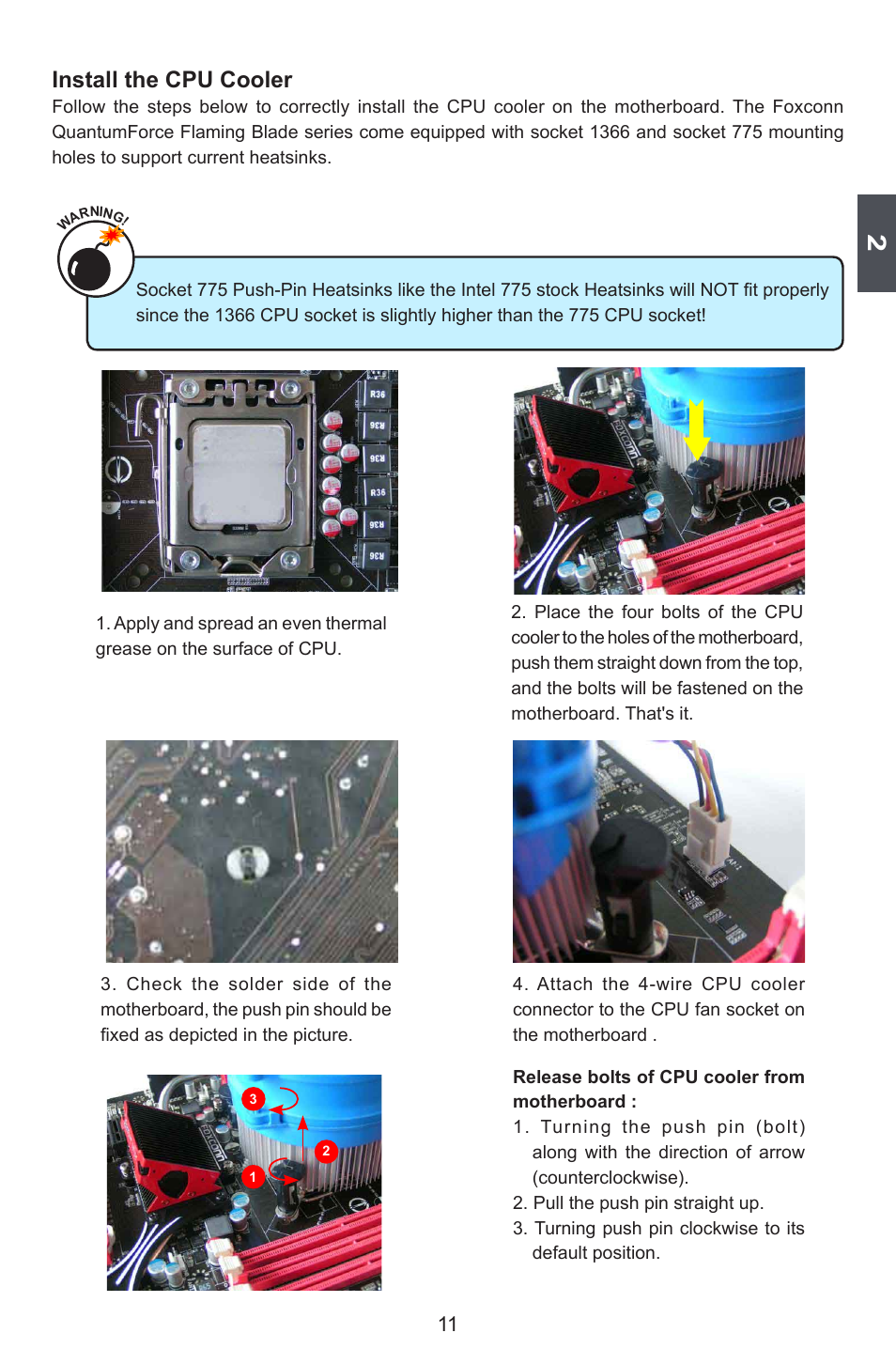 Install the cpu cooler | Foxconn FlamingBlade User Manual | Page 18 / 122