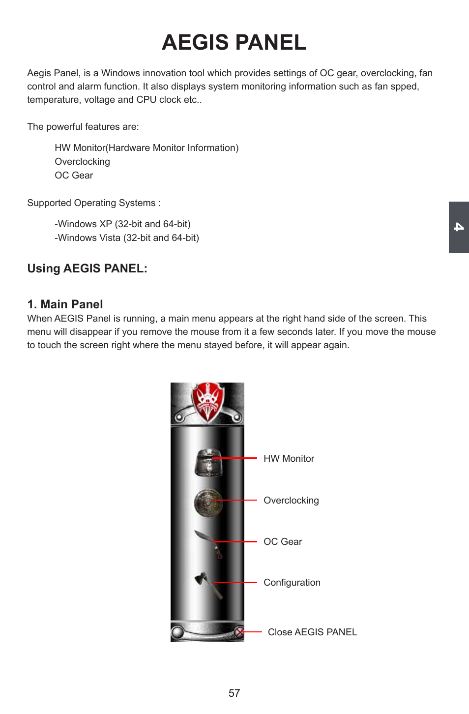 Aegis panel | Foxconn FlamingBlade User Manual | Page 64 / 122