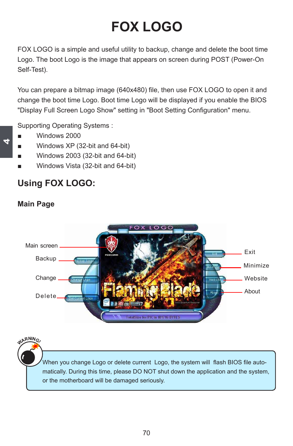 Fox logo, Using fox logo | Foxconn FlamingBlade User Manual | Page 77 / 122