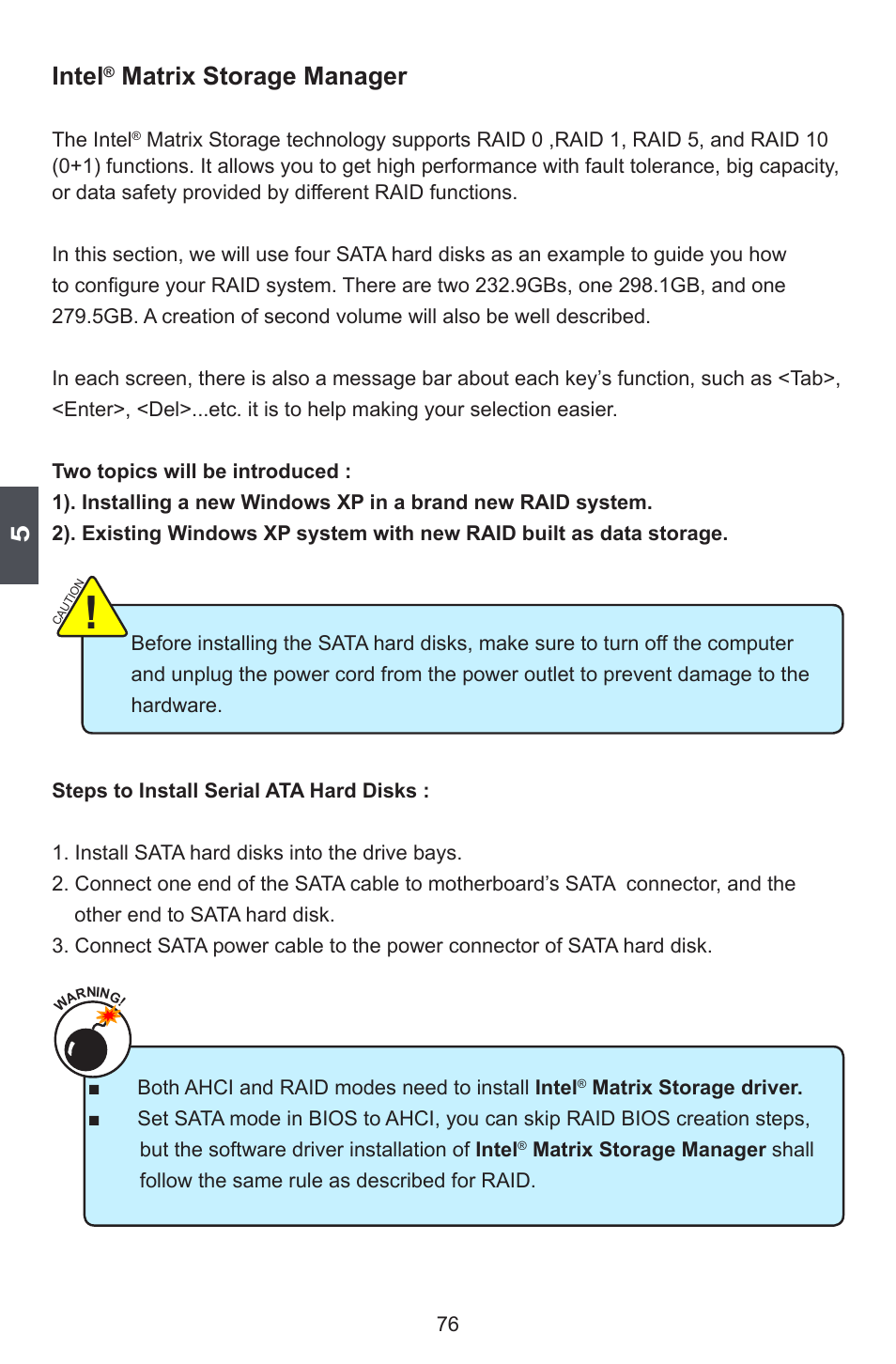 Intel, Matrix storage manager | Foxconn FlamingBlade User Manual | Page 83 / 122