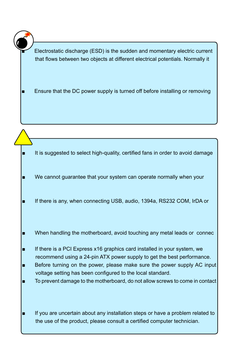 Installation precautions | Foxconn Quantumian1 User Manual | Page 5 / 112