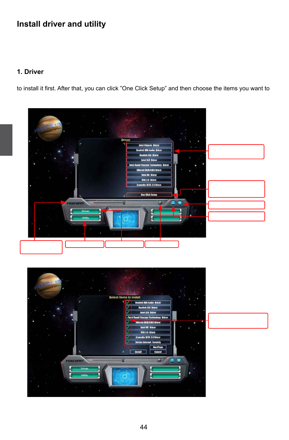 Install driver and utility | Foxconn Quantumian1 User Manual | Page 51 / 112