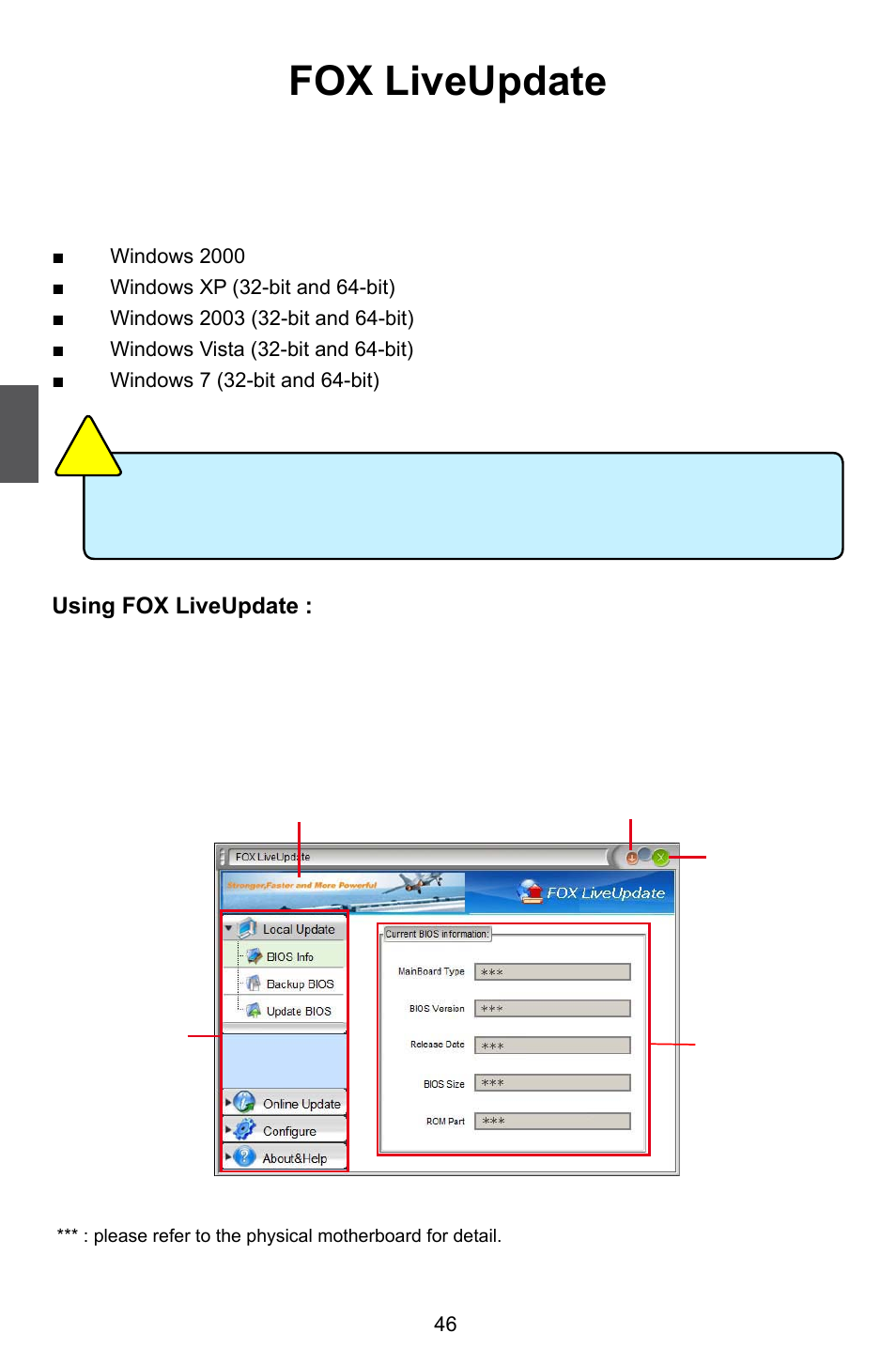 Fox liveupdate, Using fox liveupdate : 1. local update | Foxconn Quantumian1 User Manual | Page 53 / 112