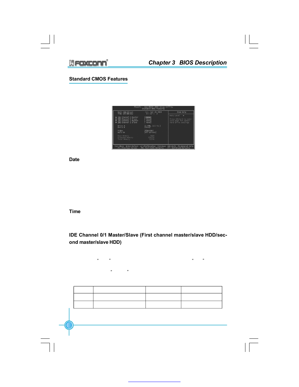 Chapter 3 bios description | Foxconn 865A05-G-6ELS User Manual | Page 32 / 88