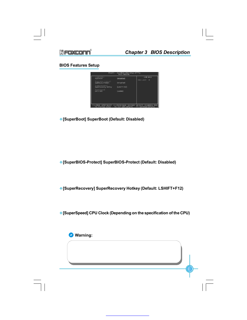 Chapter 3 bios description | Foxconn 865A05-G-6ELS User Manual | Page 35 / 88