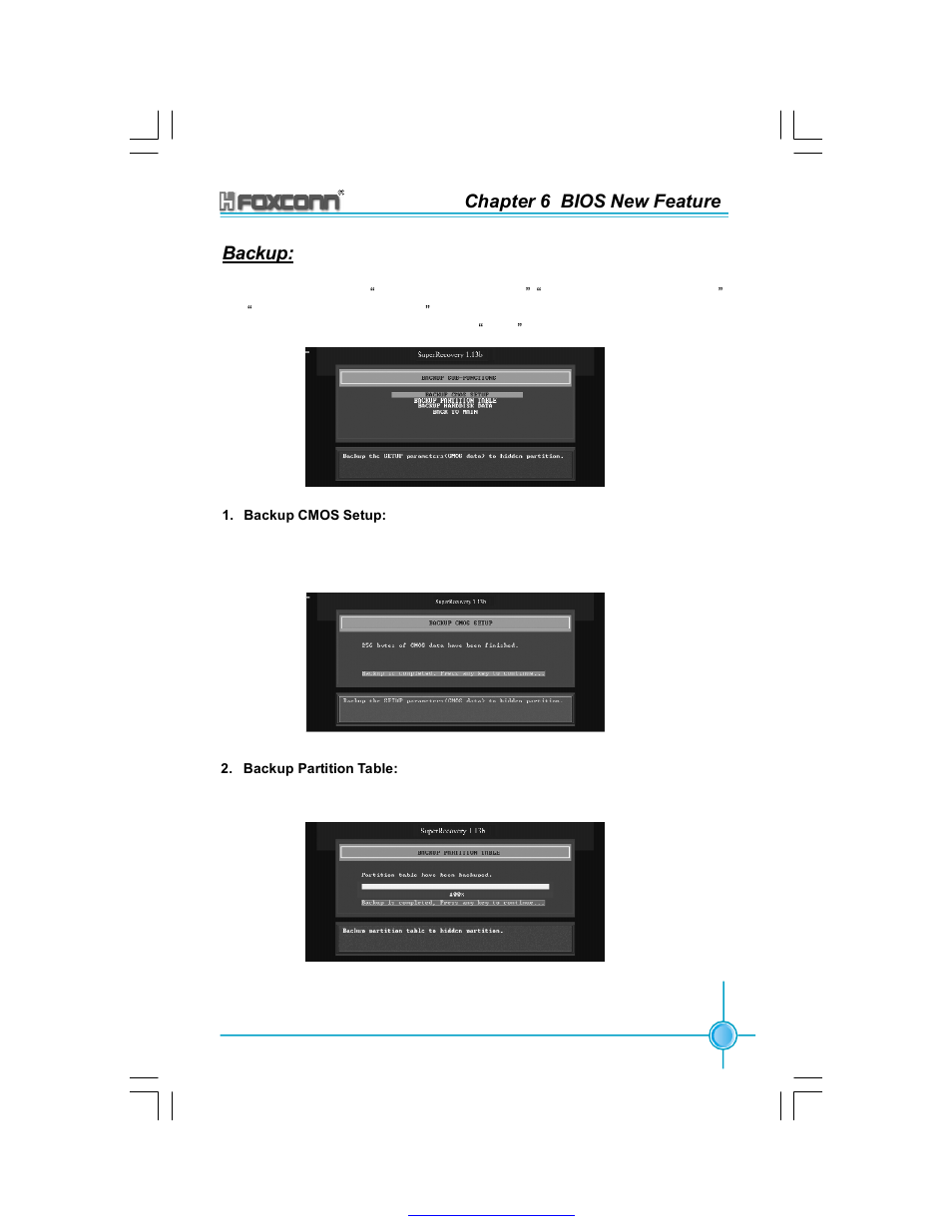 Chapter 6 bios new feature, Backup | Foxconn 865A05-G-6ELS User Manual | Page 84 / 88
