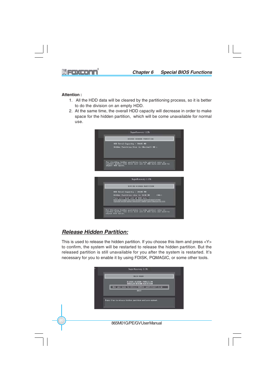 Release hidden partition | Foxconn 865M01-G-6ELS User Manual | Page 106 / 111