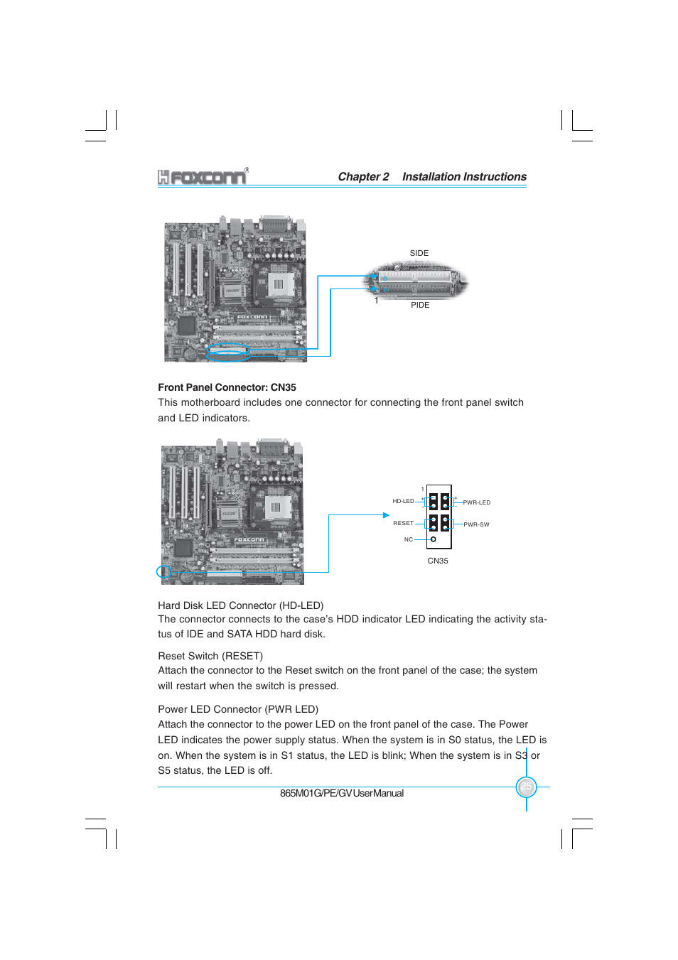 Chapter 2 installation instructions | Foxconn 865M01-G-6ELS User Manual | Page 33 / 111
