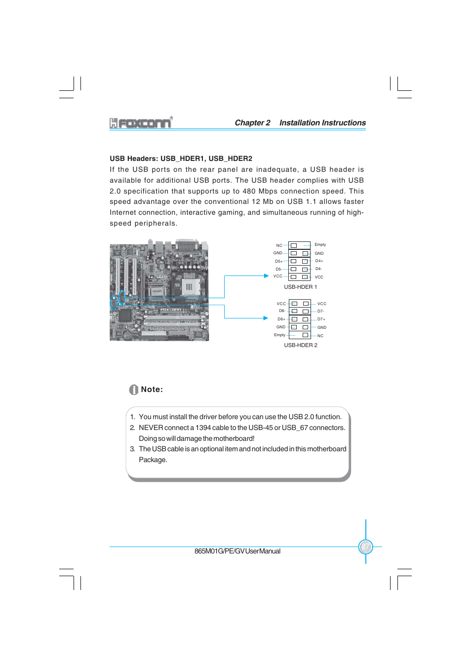 Chapter 2 installation instructions | Foxconn 865M01-G-6ELS User Manual | Page 35 / 111