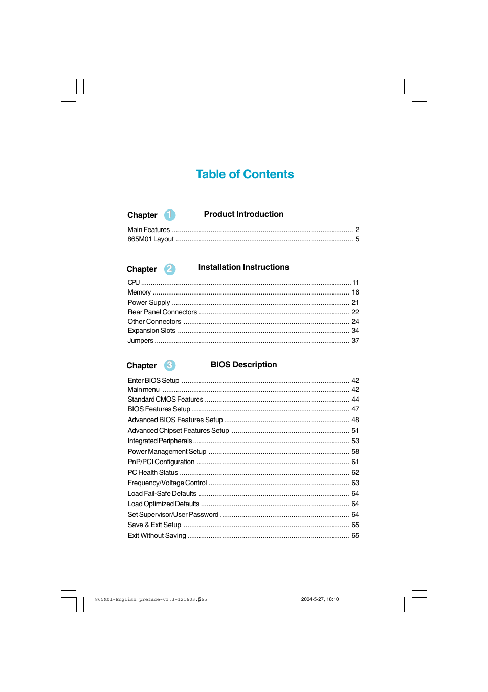 Foxconn 865M01-G-6ELS User Manual | Page 5 / 111