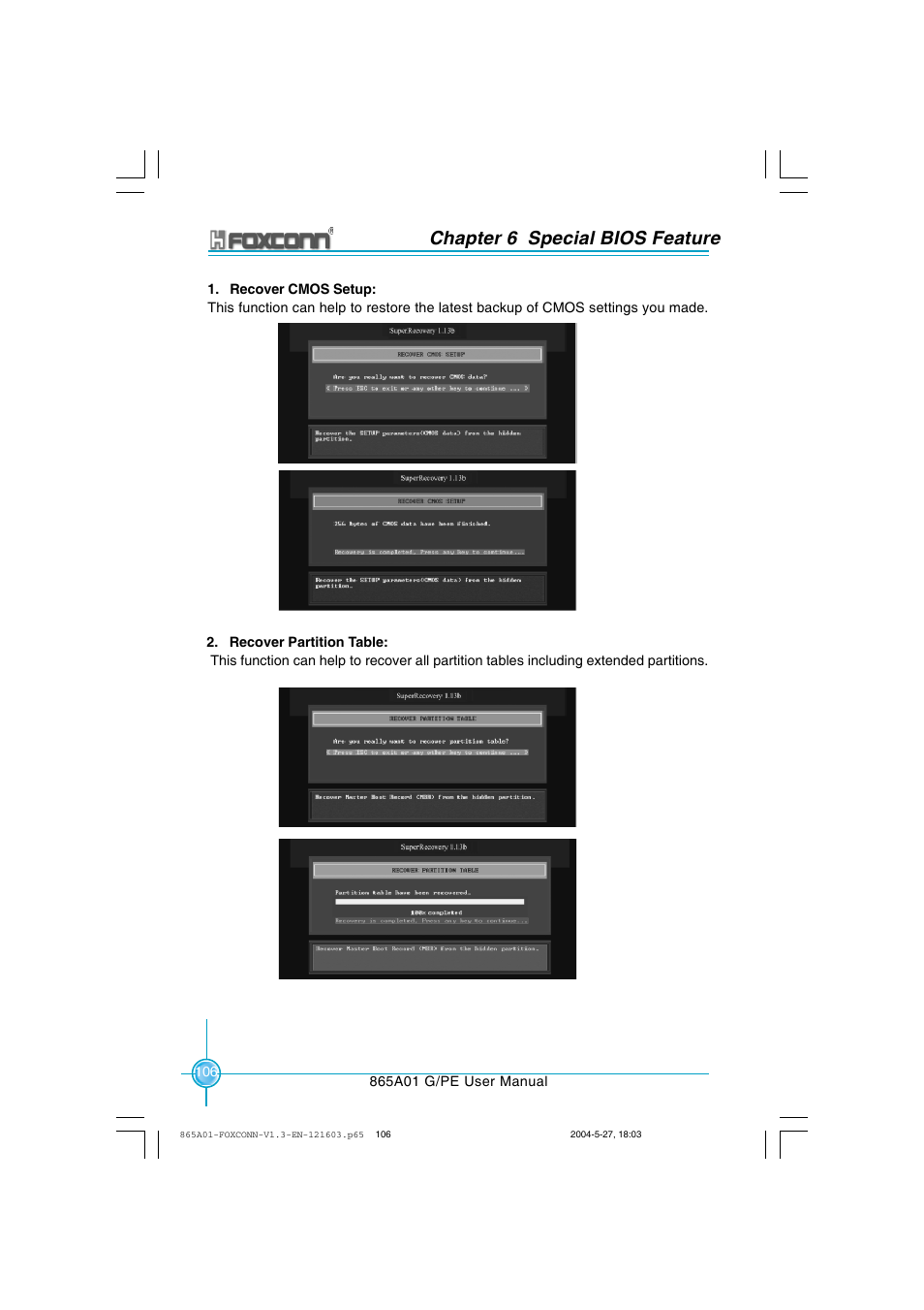 Chapter 6 special bios feature | Foxconn 865A01-PE-6EKRS User Manual | Page 114 / 124