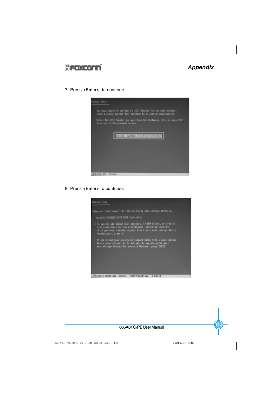 Appendix | Foxconn 865A01-PE-6EKRS User Manual | Page 123 / 124