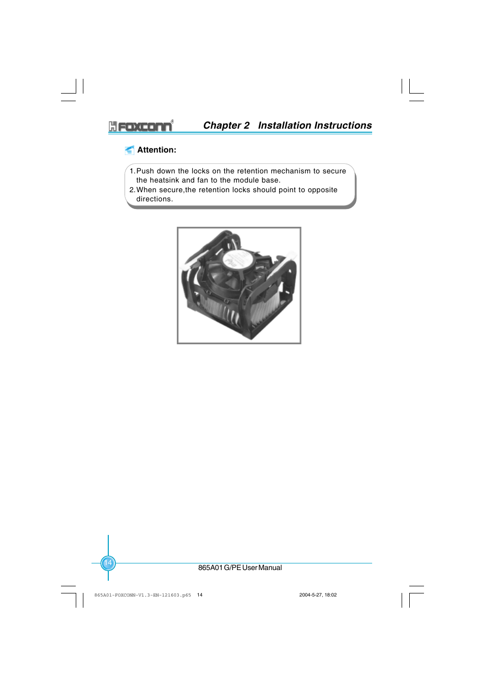 Chapter 2 installation instructions | Foxconn 865A01-PE-6EKRS User Manual | Page 22 / 124