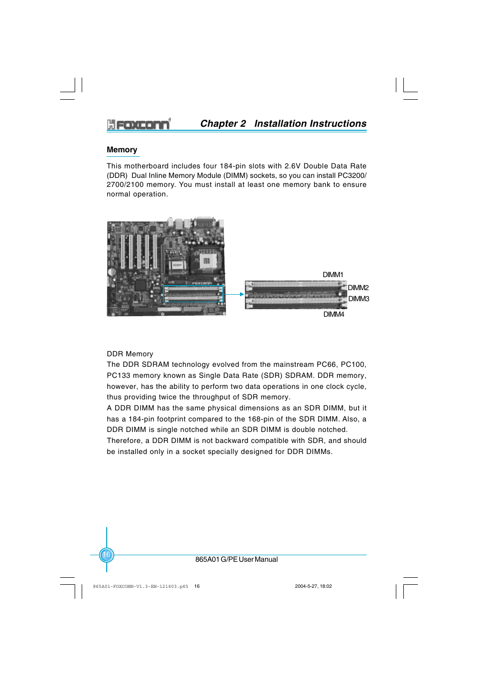 Chapter 2 installation instructions | Foxconn 865A01-PE-6EKRS User Manual | Page 24 / 124