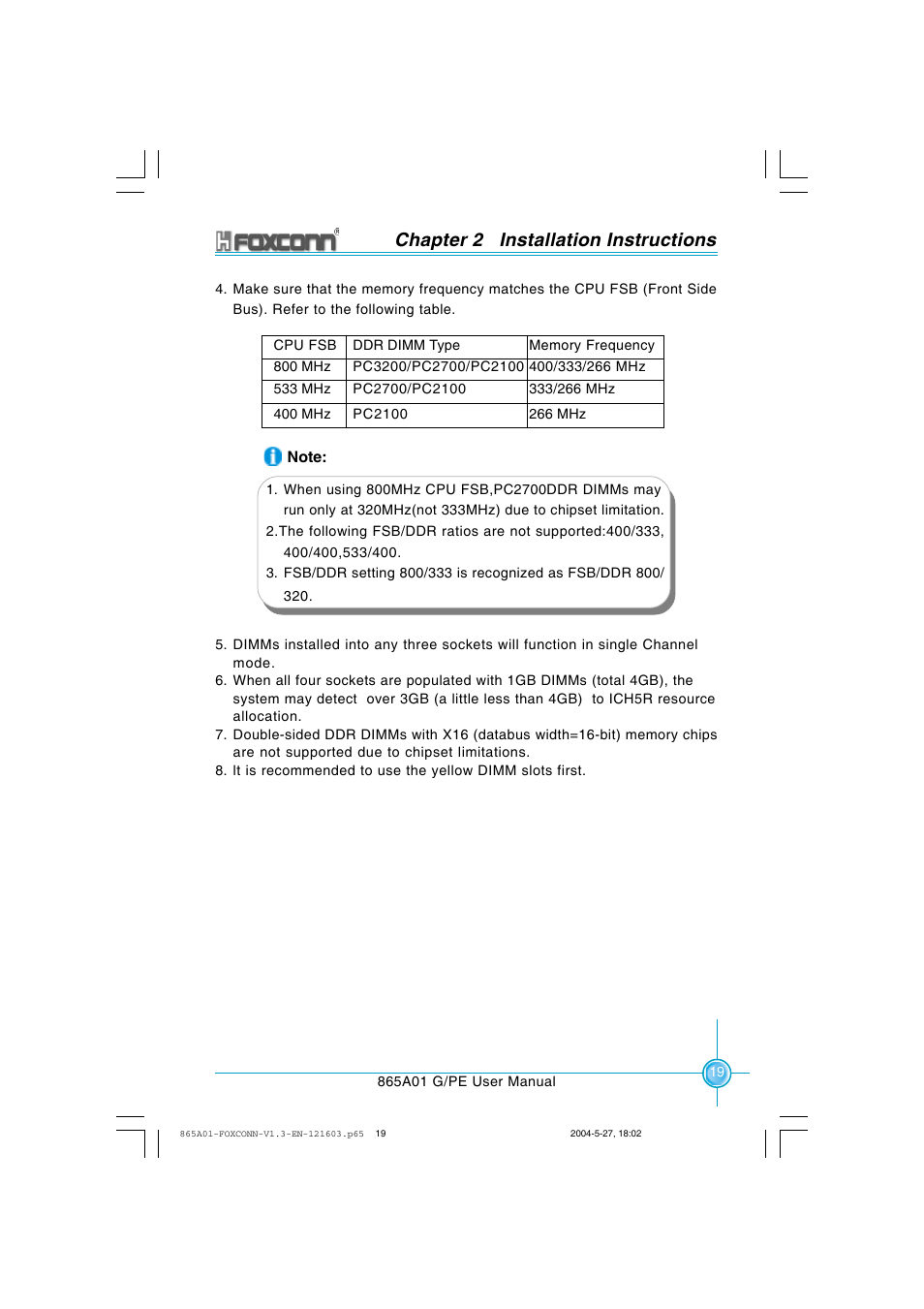 Chapter 2 installation instructions | Foxconn 865A01-PE-6EKRS User Manual | Page 27 / 124