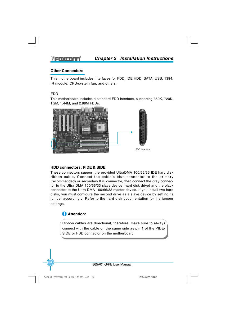 Chapter 2 installation instructions | Foxconn 865A01-PE-6EKRS User Manual | Page 32 / 124