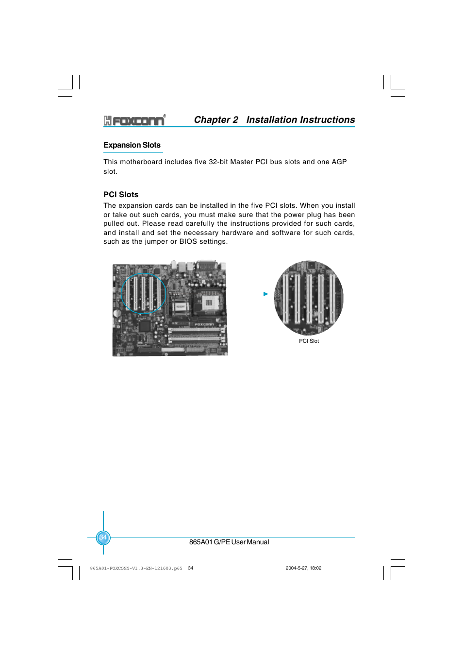 Chapter 2 installation instructions | Foxconn 865A01-PE-6EKRS User Manual | Page 42 / 124