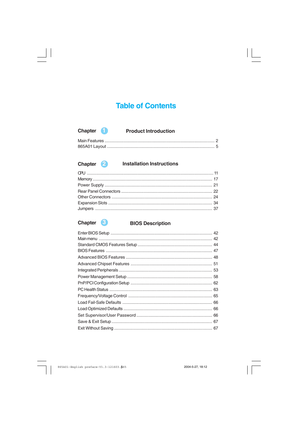 Foxconn 865A01-PE-6EKRS User Manual | Page 5 / 124