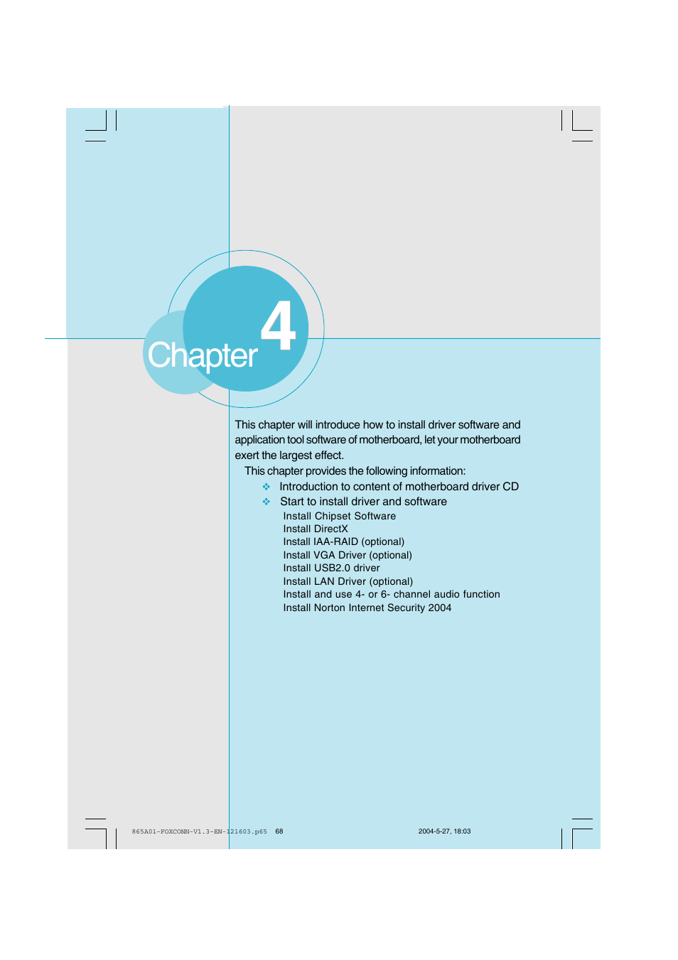 Chapter | Foxconn 865A01-PE-6EKRS User Manual | Page 76 / 124