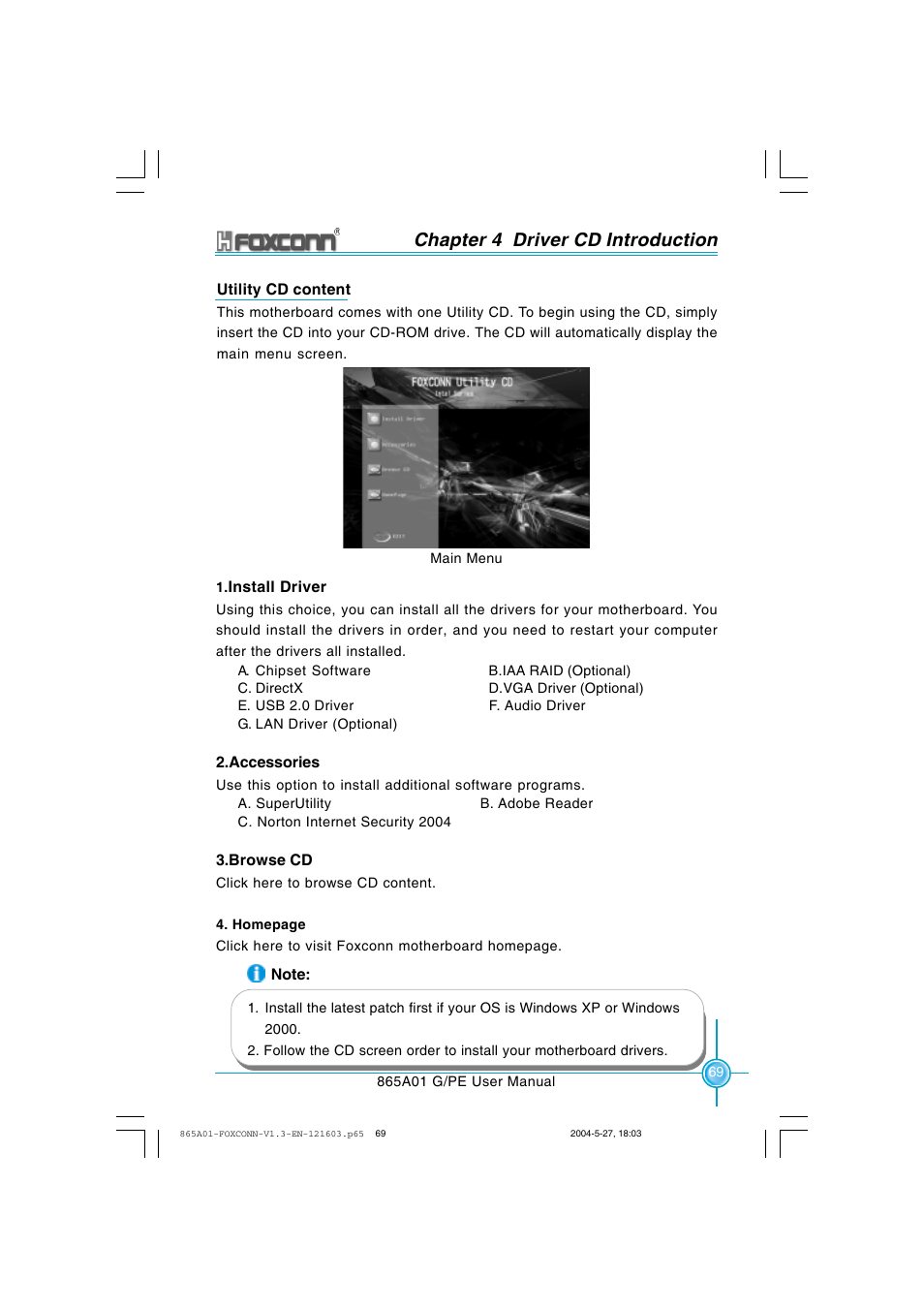 Chapter 4 driver cd introduction | Foxconn 865A01-PE-6EKRS User Manual | Page 77 / 124